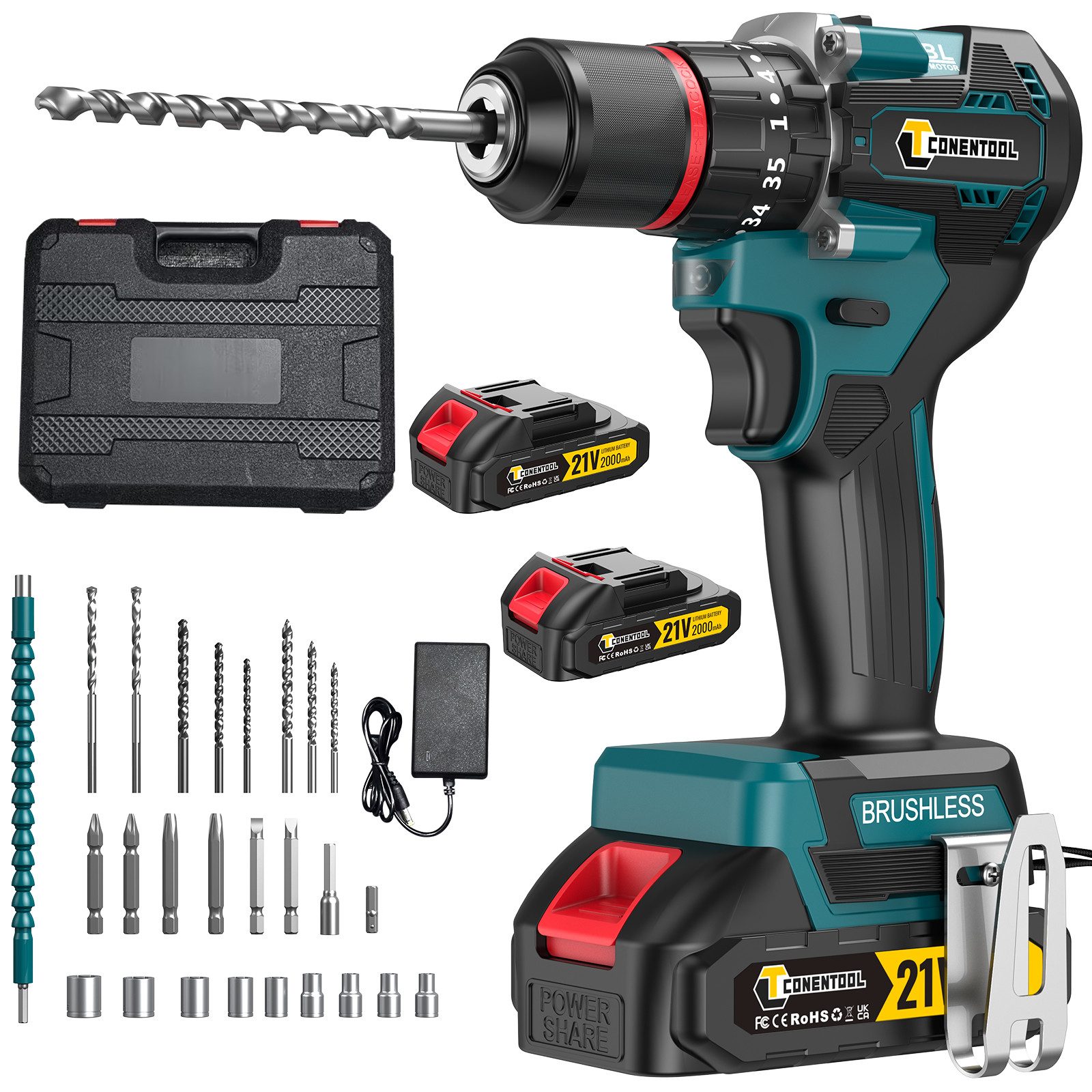 CONENTOOL Akku-Schraubendreher Akkuschrauber 21V Akku-Bohrschrauber, 35+3 D günstig online kaufen