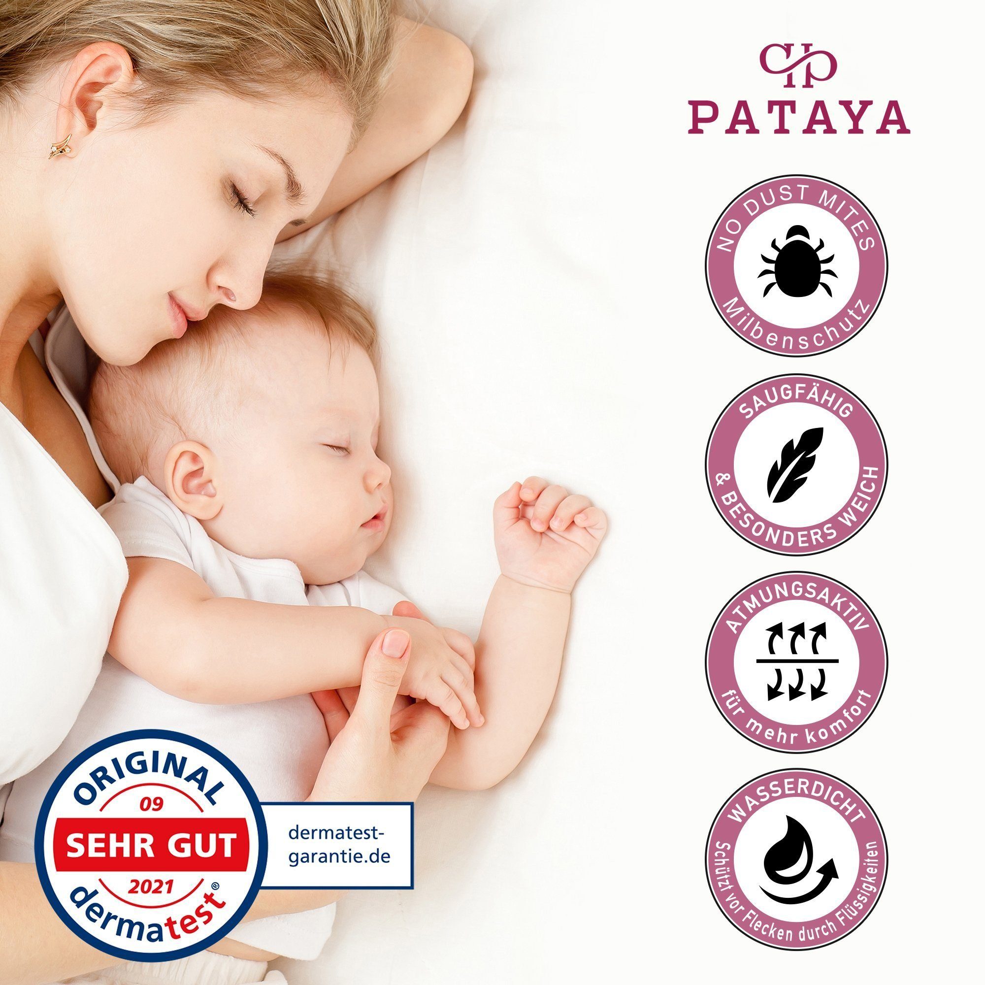 Matratzenschoner 90x200, 140x200, 160x200, 180x200 wasserdichte Matratzenauflage Pataya