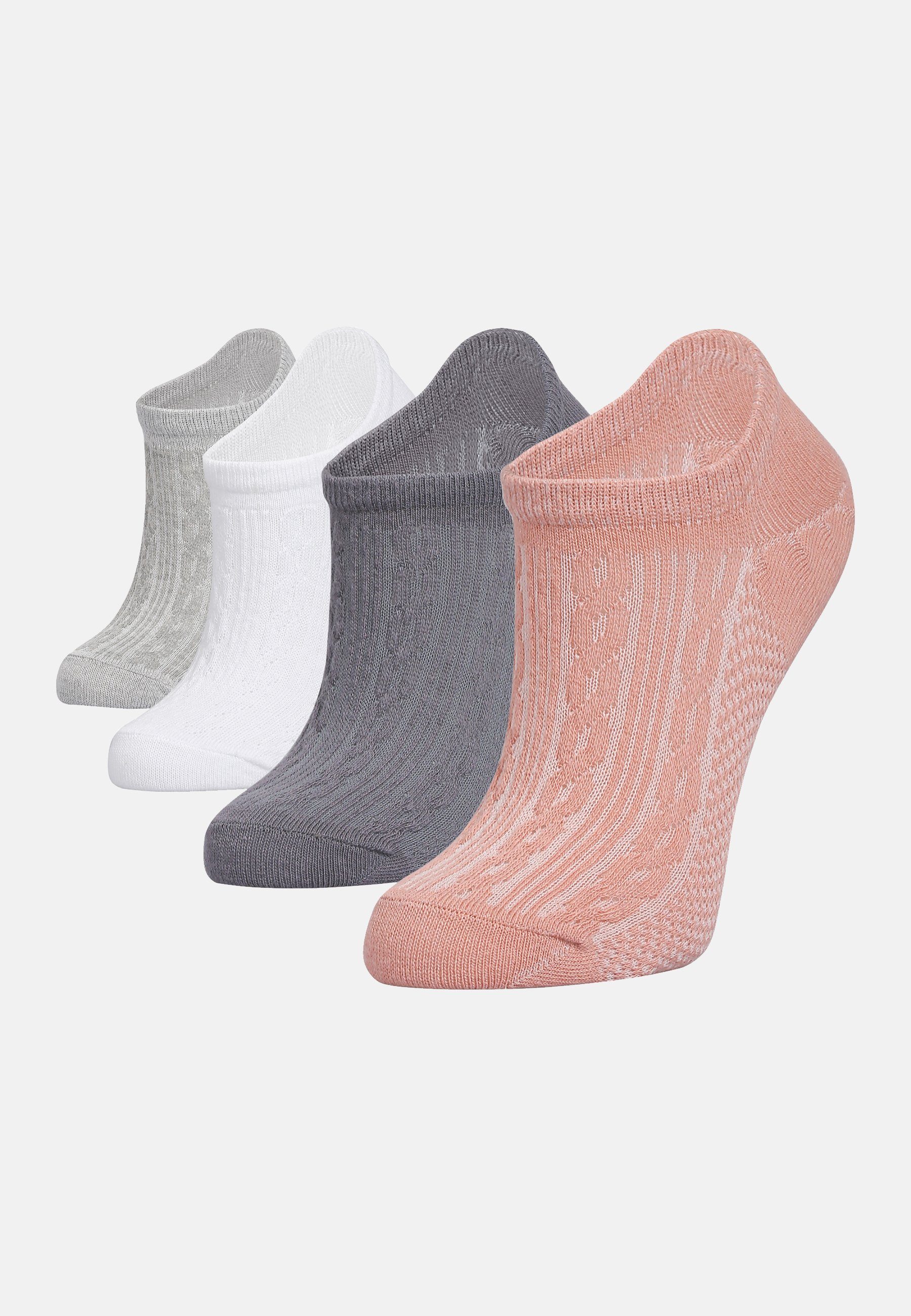 Bolero Freizeitsocken Bolero 4er-Pack Damen geprägte Muster Unsichtbare  kurze Sneaker-Socken