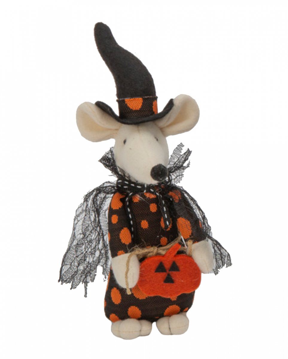 Horror-Shop Dekofigur Plüsch Halloween Maus mit Kürbis als Dekofigur 23c | Dekofiguren