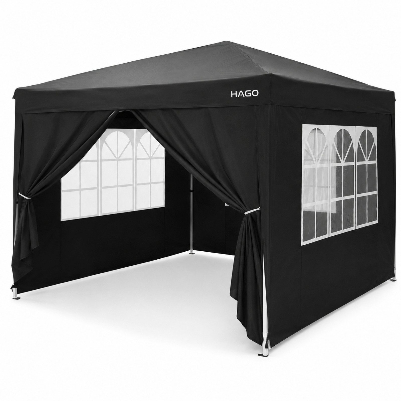 HAGO Pavillon Faltpavillon Partyzelt Gartenzelt Eventzelt Pop Up, mit 4 Seitenteilen, UV-Schutz 50+, Pop-Up, Seitenwände, höhenverstellbar, Wasserabweisend