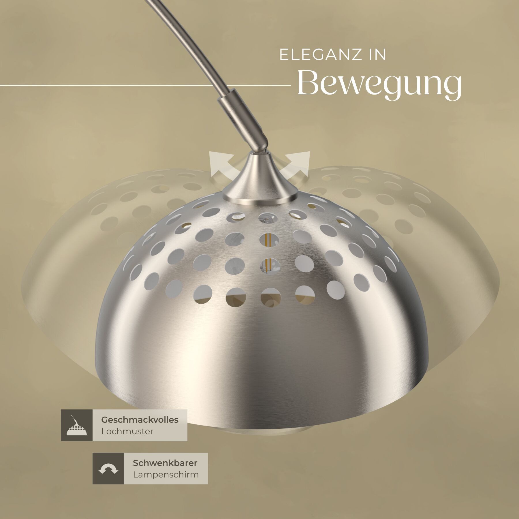 tectake Stehlampe Bogenleuchte, LED, Verstellbare Bogenlampe aus Stahl im eleganten Retro-Design