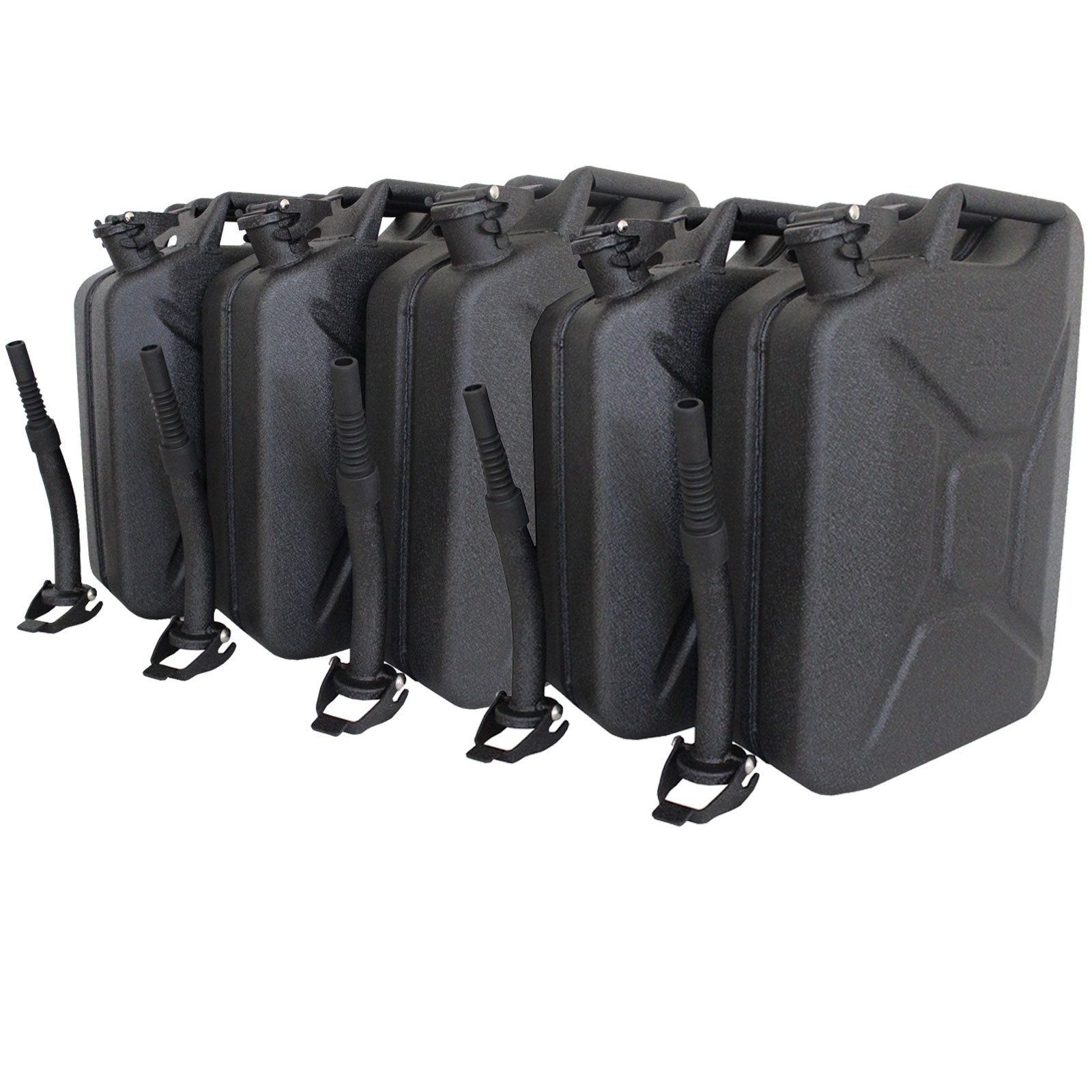 TRUTZHOLM Kanister 5x Metallkanister Hammerschlag schwarz 20 Liter inkl. Ausgießer (Set)