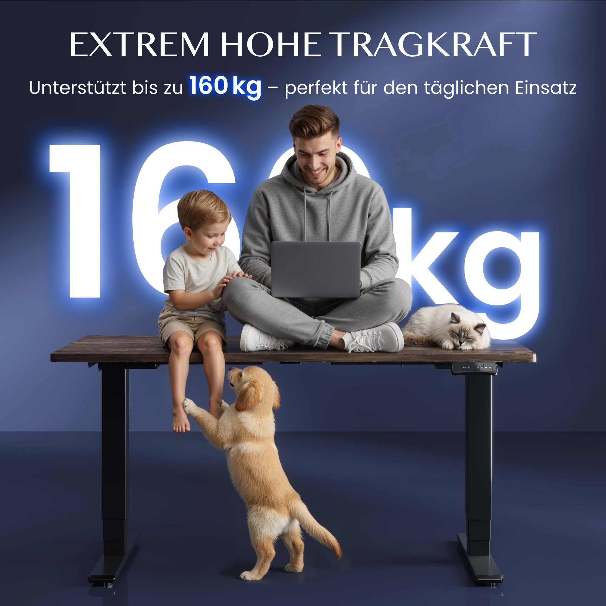 FLEXISPOT Schreibtisch Elektrisch höhenverstellbares Tischgestell (EC5 Serie) (Dual-Motor & 3-Fach-Teleskop & 3 Speicherhöhen, Zeit-Erinnerungsfunktion, Softsta – Bild 5 von 5