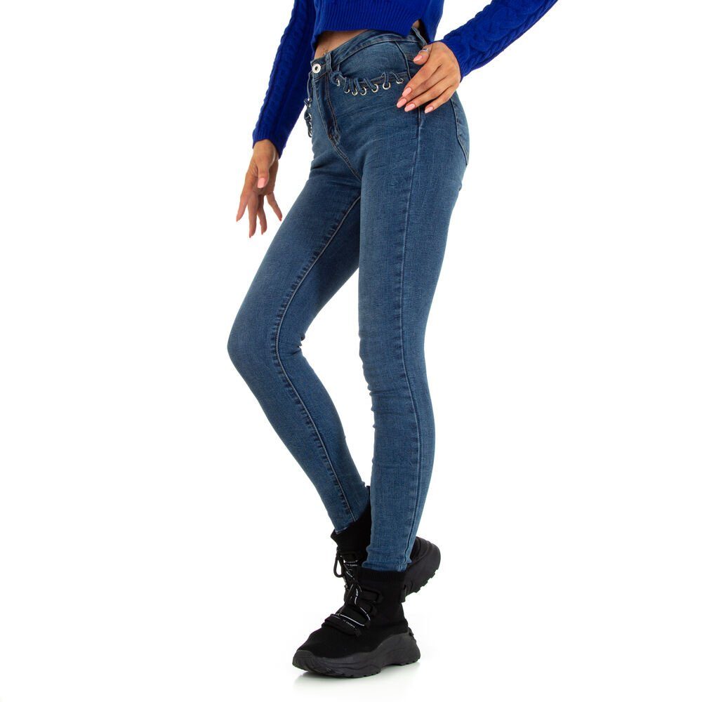 Damen Freizeit Ital-Design Stretch in Blau Skinny Jeans Skinny-fit-Jeans