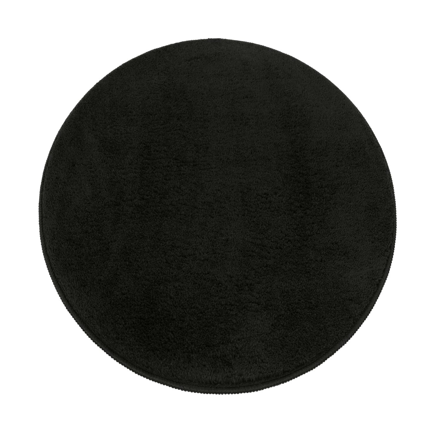 KADIMA DESIGN Teppich waschmaschinenwaschbar Unifarben Flur Waschbarer Teppich Badezimmer, Rund, Höhe: 14 mm, Florhöhe: 10 mm, Polyester, Rücken aus Felt + Dots, Rund, 80D, Schwarz