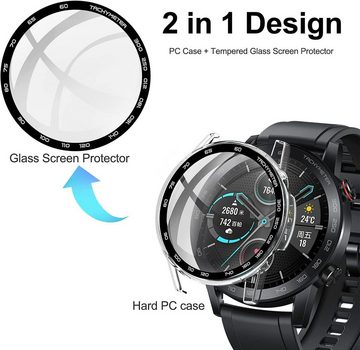 MSM Smartwatch-Hülle Hülle für Huawei Watch GT2 46 mm Schutzhülle Schutzglas Case Display Panzerfolie 9H