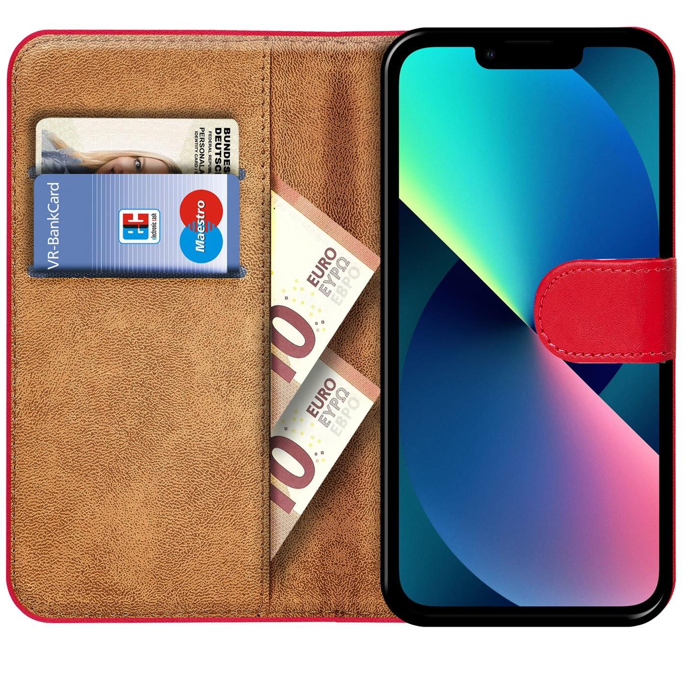 CoolGadget Handyhülle Wallet Klapp Tasche Book Case für Apple iPhone 13 6,1 Zoll, Hülle Klapphülle Flip Cover Etui Schutzhülle