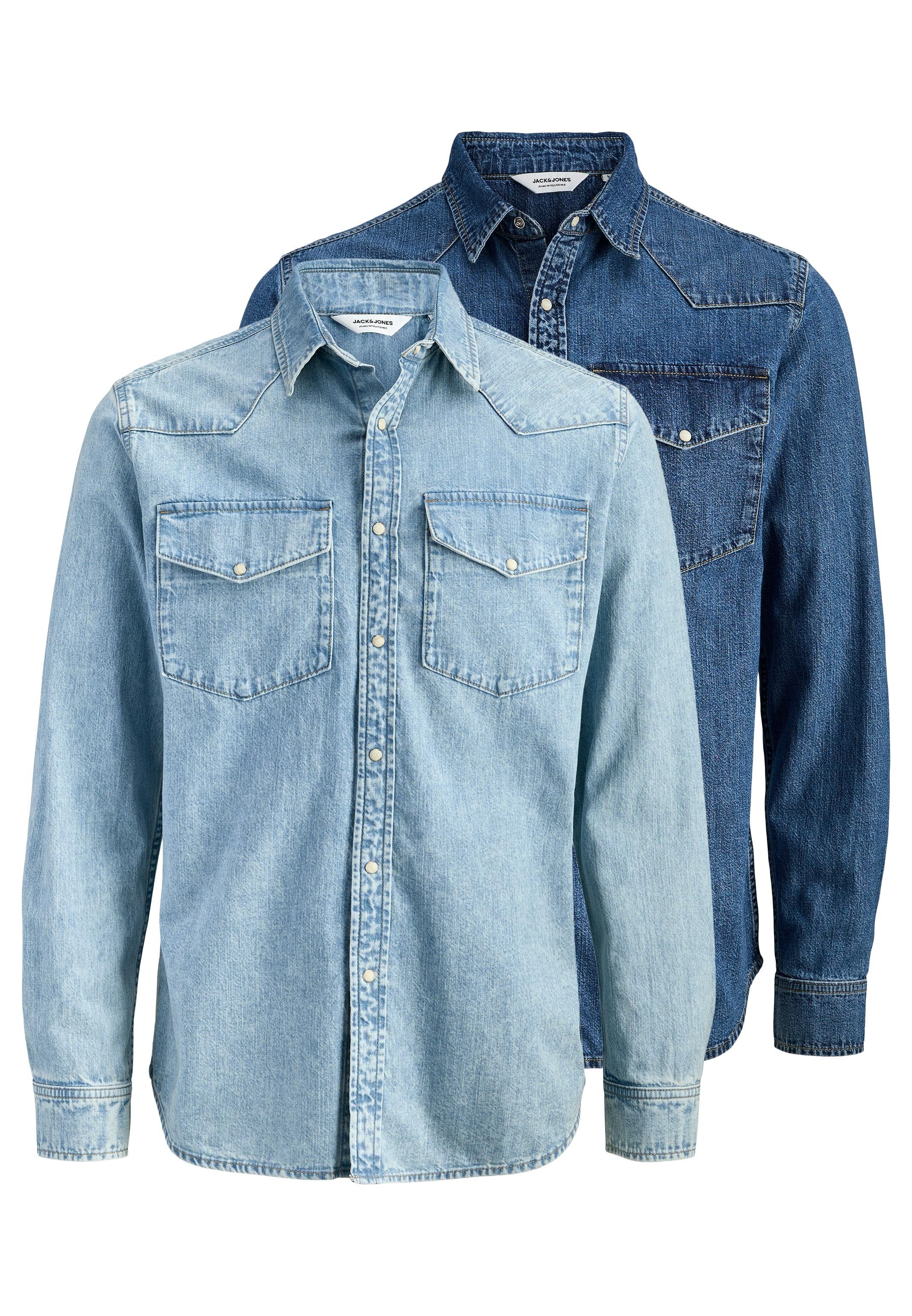 Jack & Jones Jeanshemd 2er Pack Western (Spar-Set, 2-tlg) Jeanshemd - Baumw günstig online kaufen