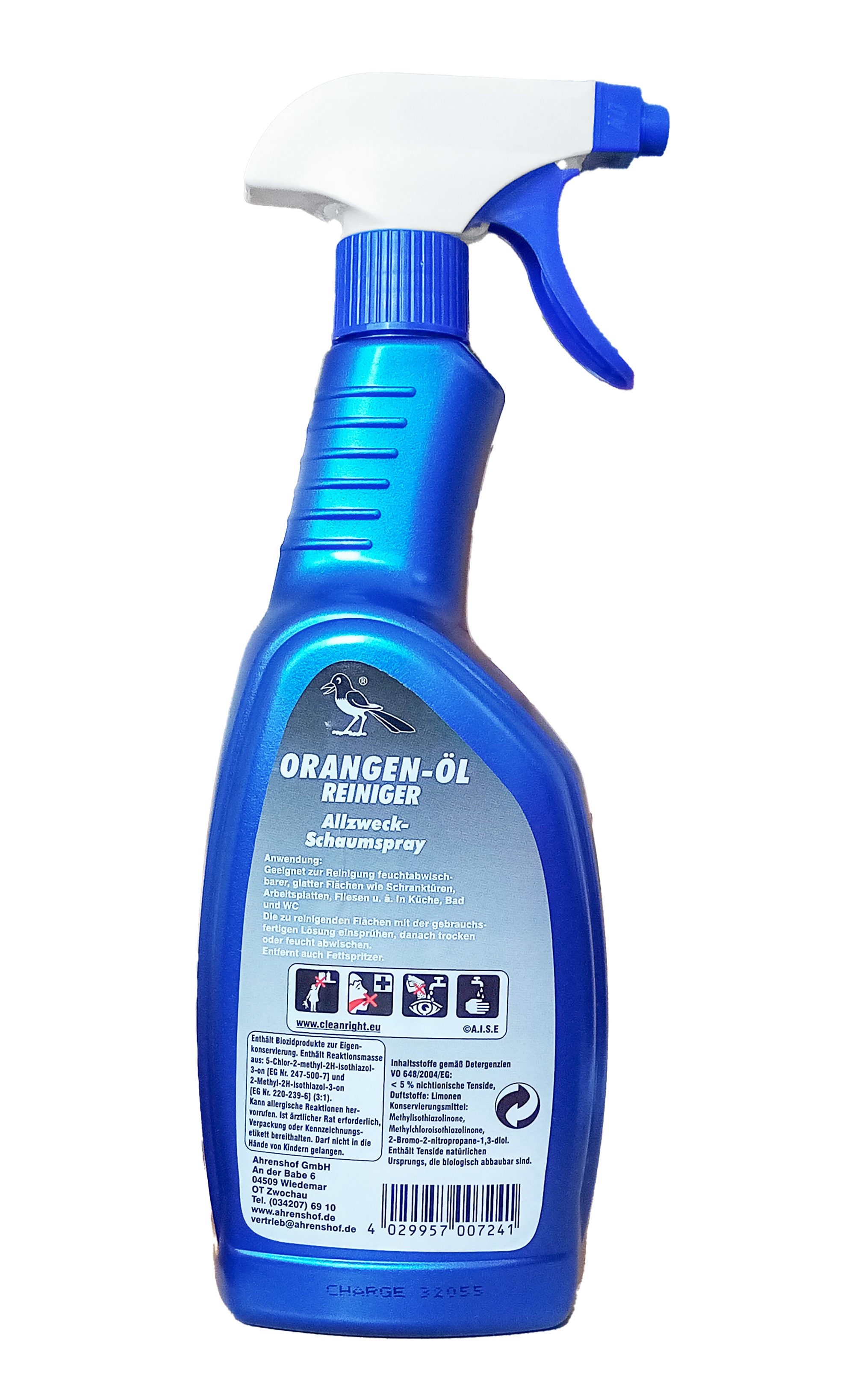 Ahrenshof ORANGEN-ÖL REINIGER 750ml Schaumspray Allzweckreiniger 41 Allzweckreiniger (Orangenreiniger Fleckentferner Schaumspray Orangenöl Fettlöser)
