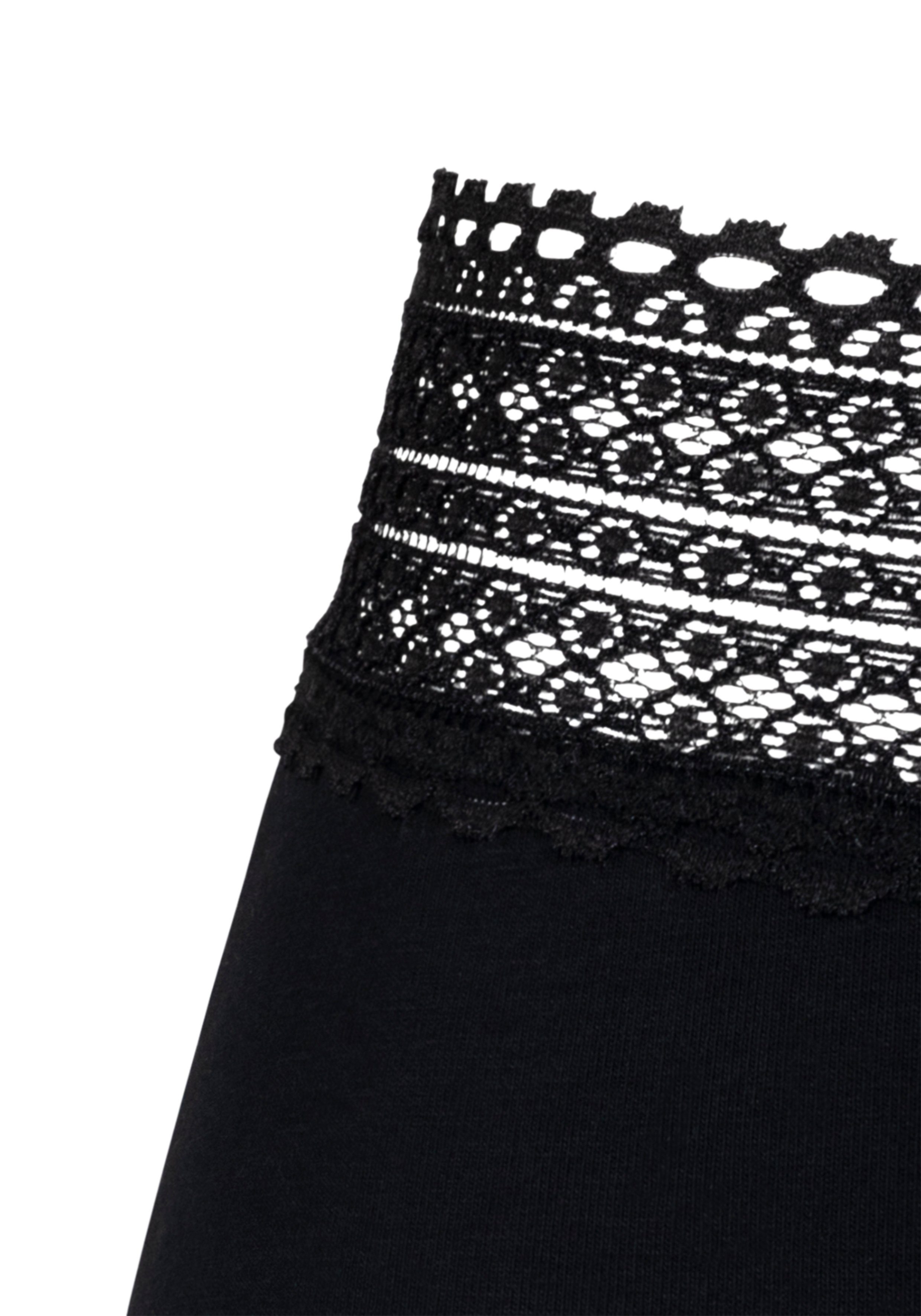 grafischer Baumwoll-Qualität s.Oliver elastischer Panty Spitze mit (Packung, schwarz 3-St) aus