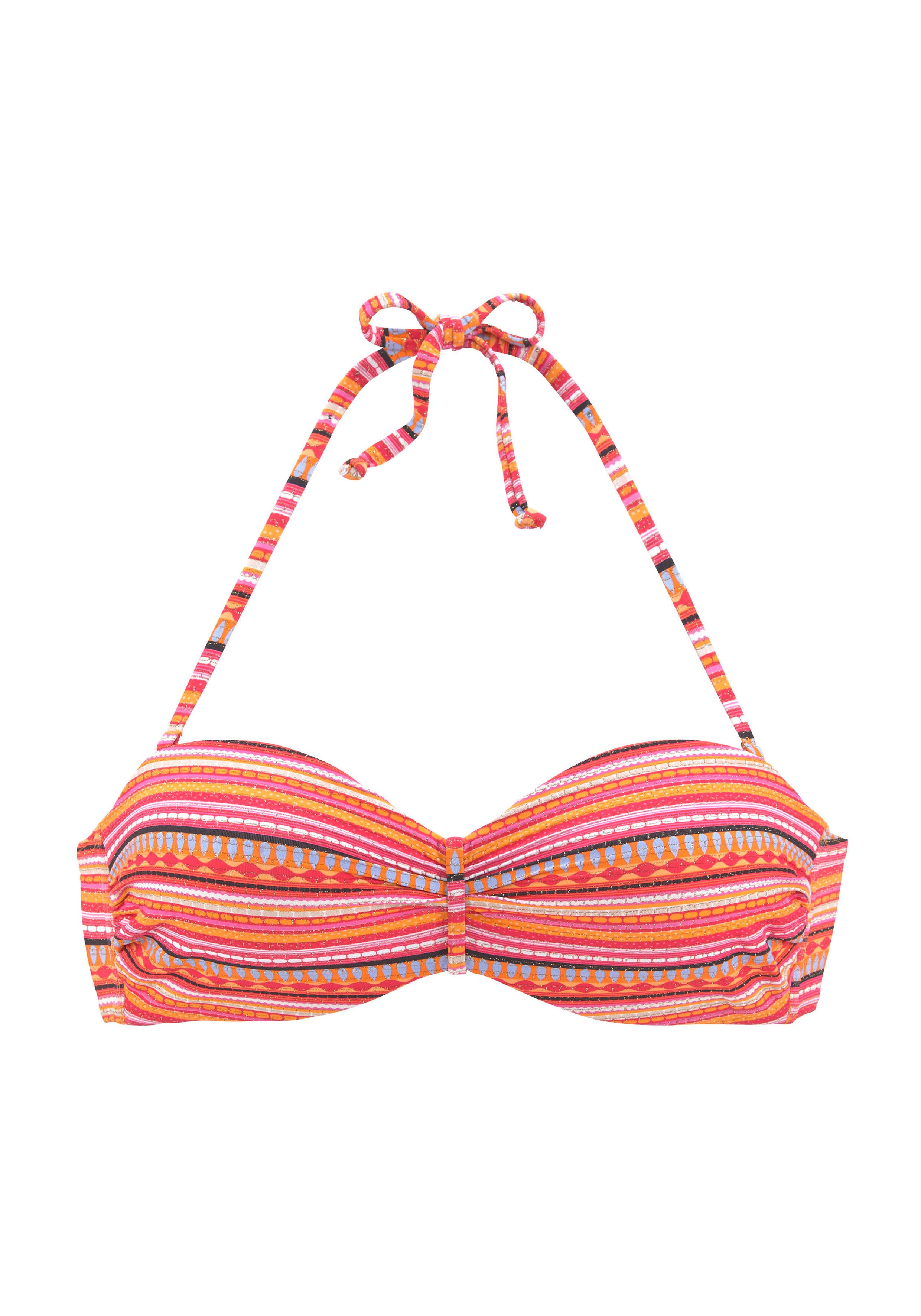 LASCANA Bügel-Bandeau-Bikini mit goldfarbenen Glitzerstreifen