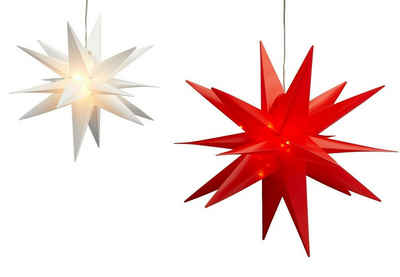Meinposten LED-Lichterkette Stern Weihnachtsstern LED Ø 35 cm Timer weiß oder rot Beleuchtung, Innen & außen geeignet