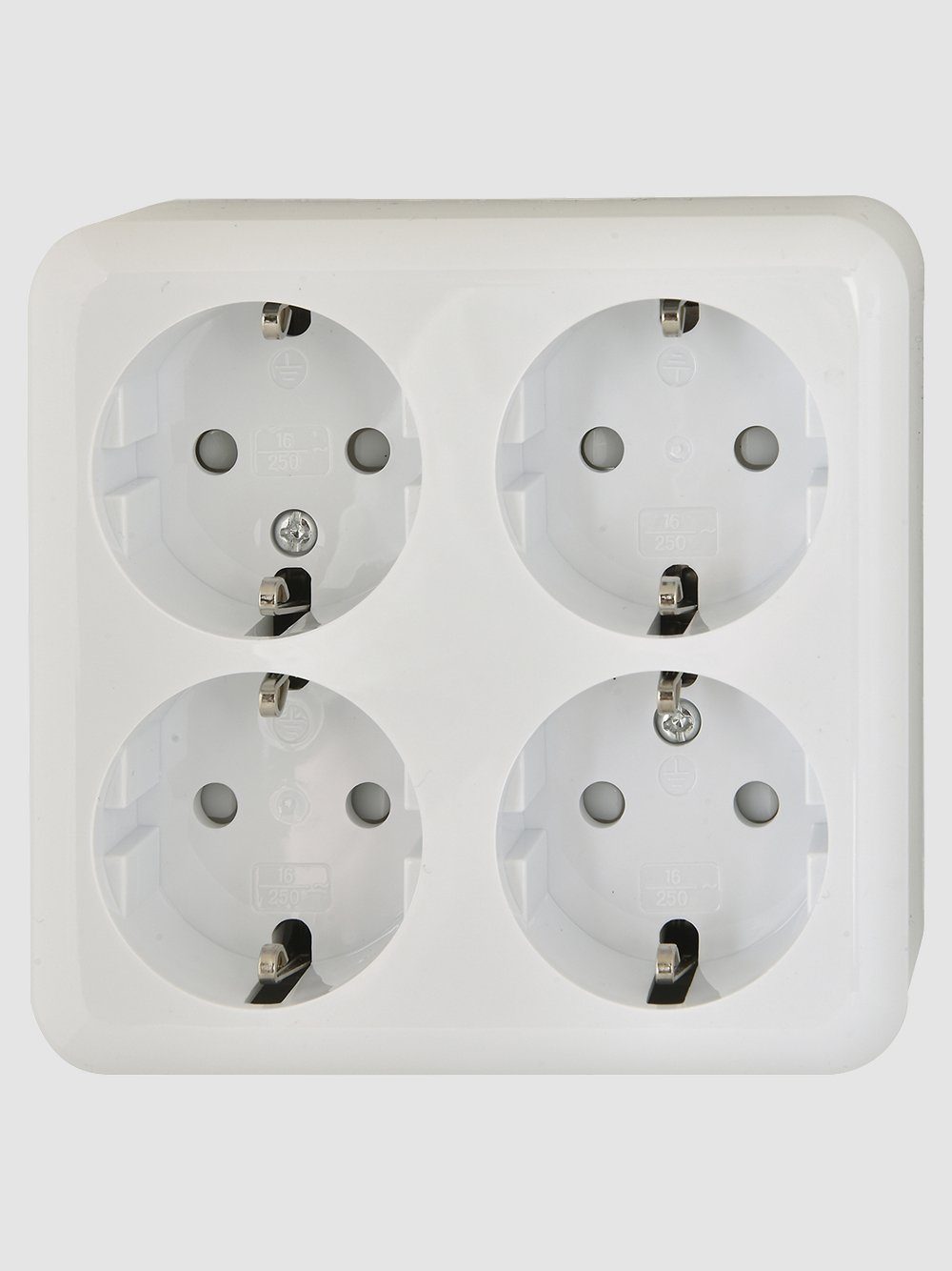 HEITECH Steckdose Schutzkontakt-Steckdose AP 4-fach Kontaktschutzbuchse AC 250 V / 16 A