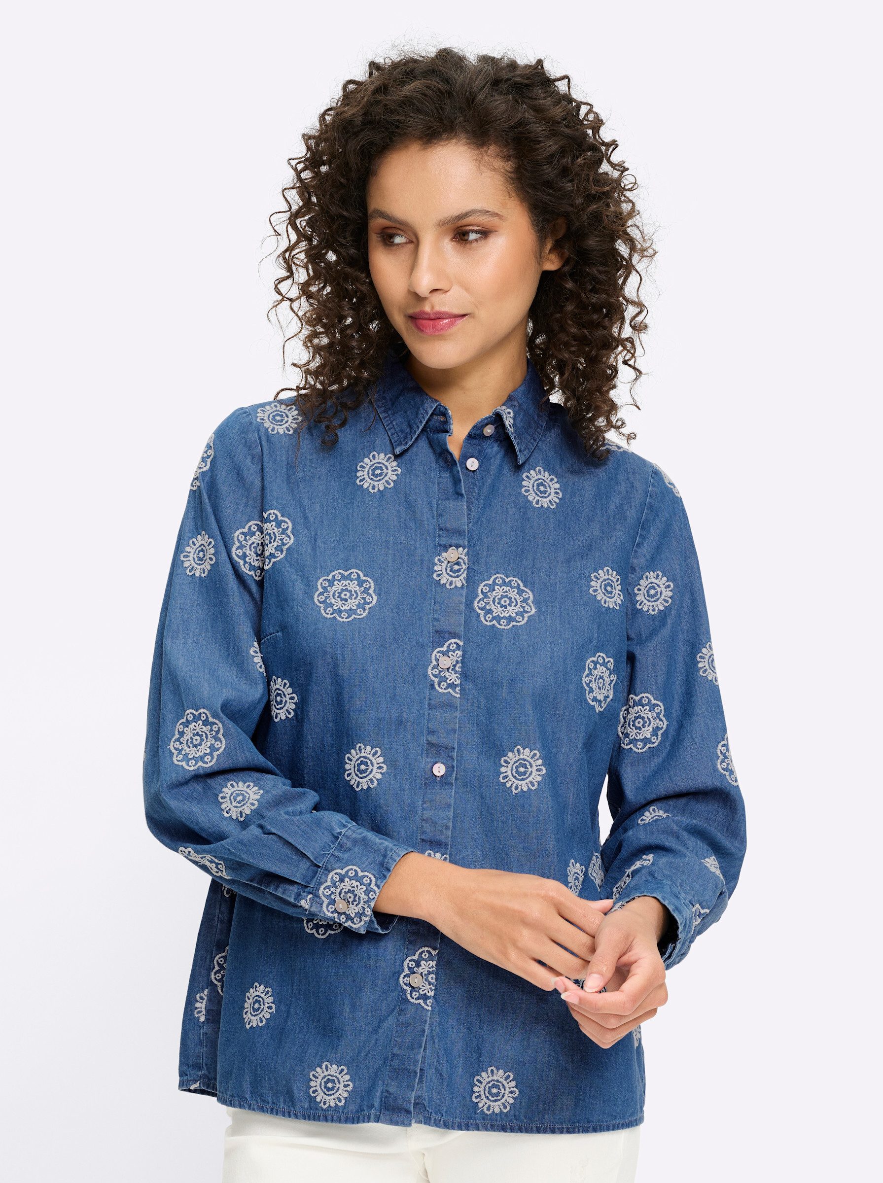 heine Klassische Bluse Jeansbluse Langarm