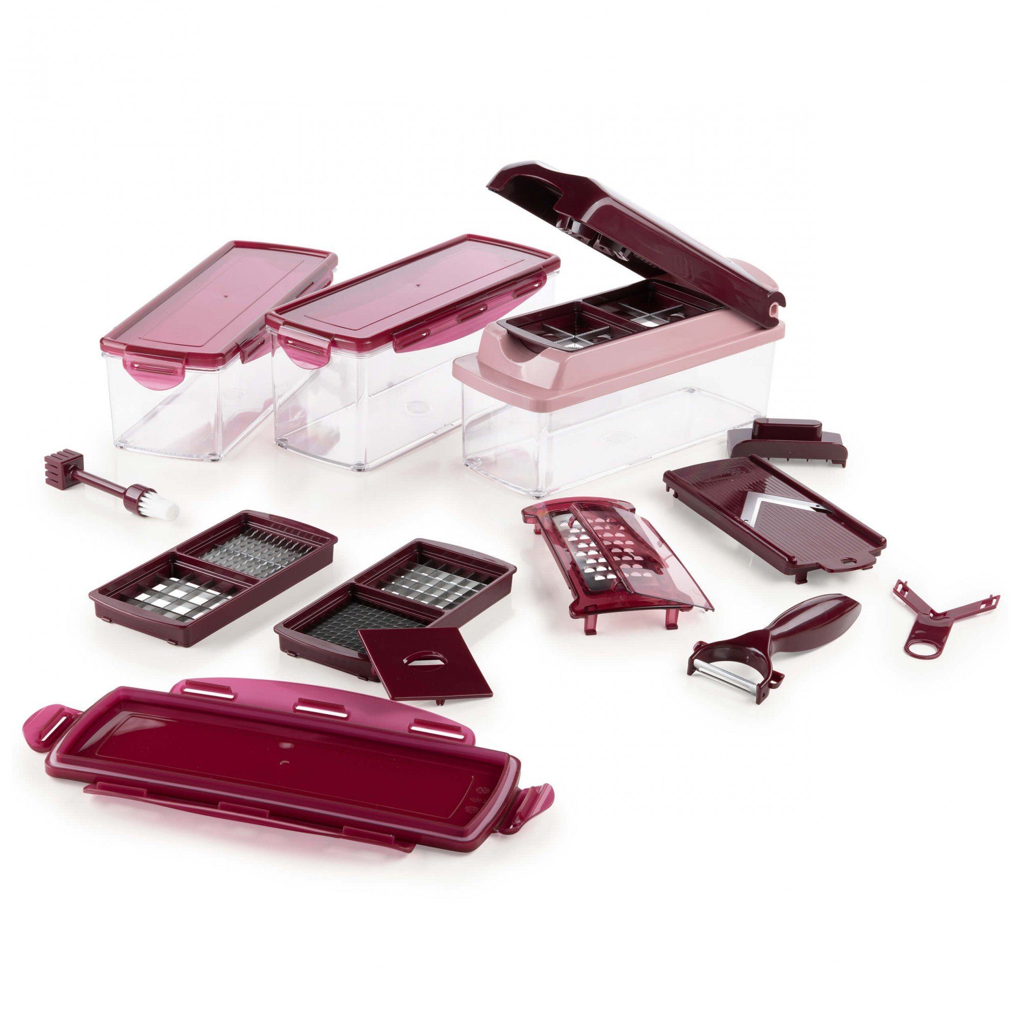 Genius Gemüseschneider Genius Nicer Dicer Plus 18 Teile Obstschneider Zwiebelschneider, 18tlg. Obstschneider Zwiebelschneider Pommesschneider