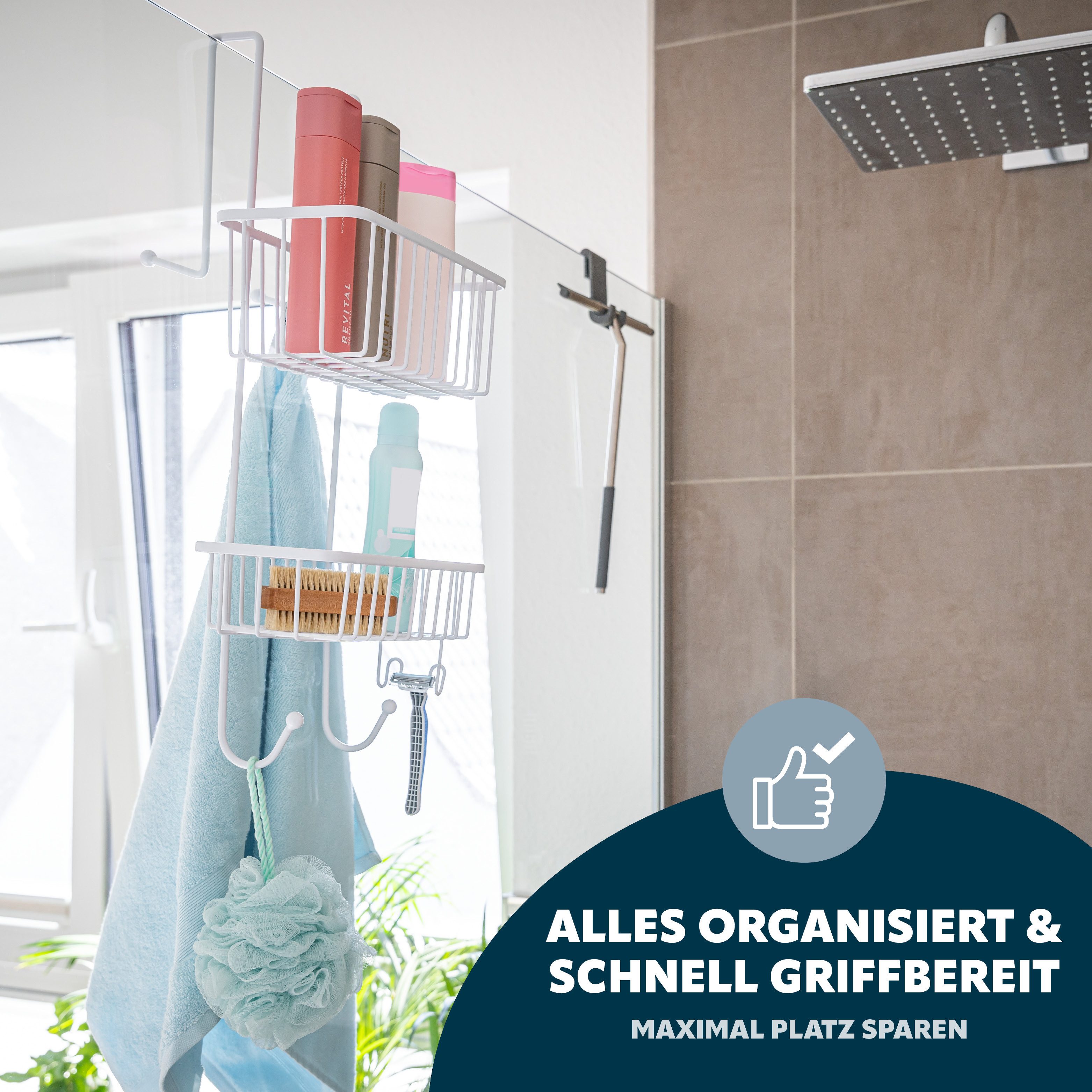 bremermann Duschregal zum Einhängen, 2 Körbe in weiß günstig online kaufen