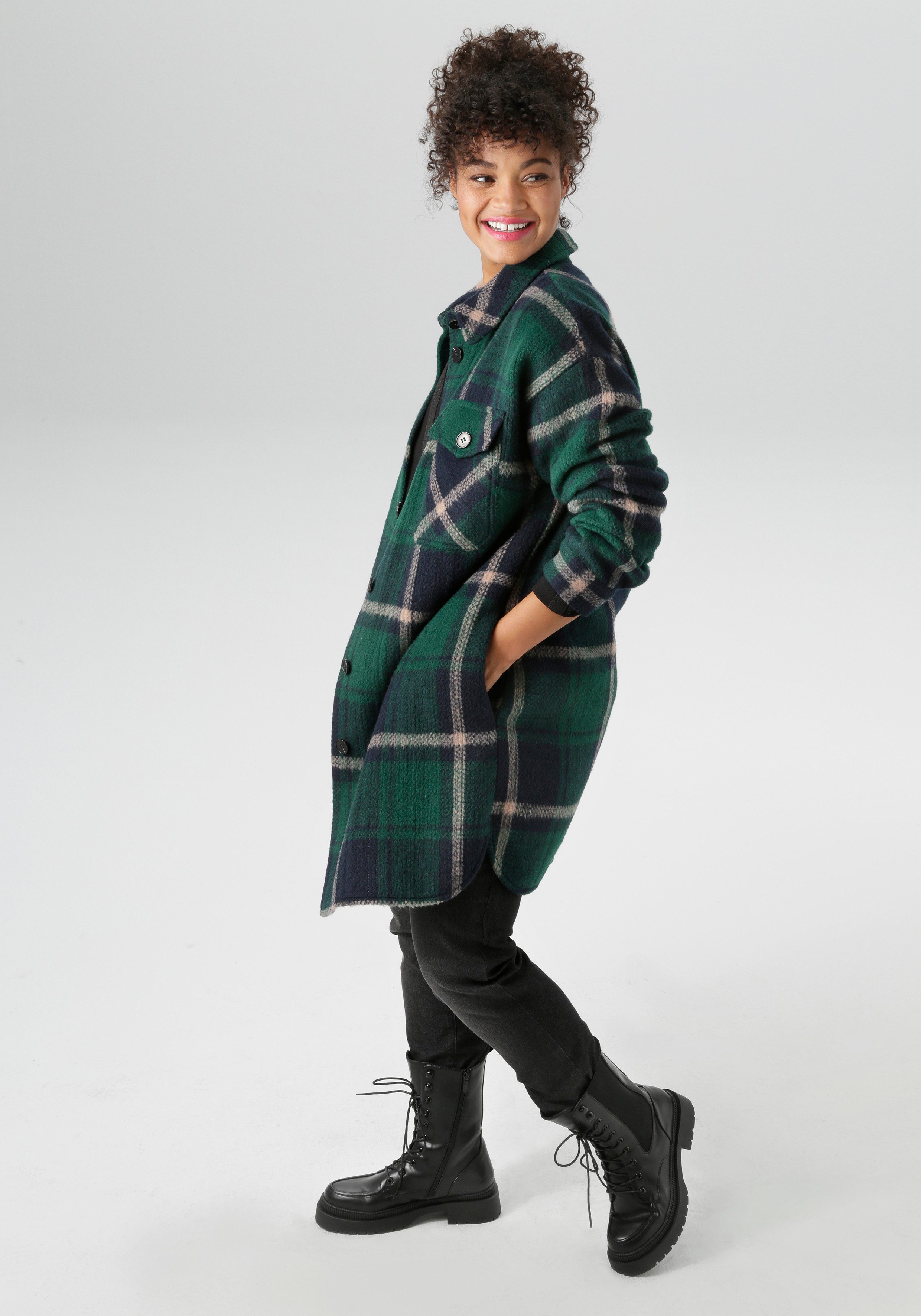 Aniston PLUS Langjacke im ausdrucksvollem Karo-Dessin günstig online kaufen