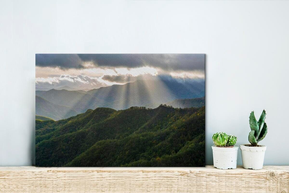 Nationalpark St), Leinwandbild Foreste Lichtstrahlen Wanddeko, Aufhängefertig, Casentinesi (1 im 30x20 OneMillionCanvasses® Leinwandbilder, Italien, Wandbild cm in