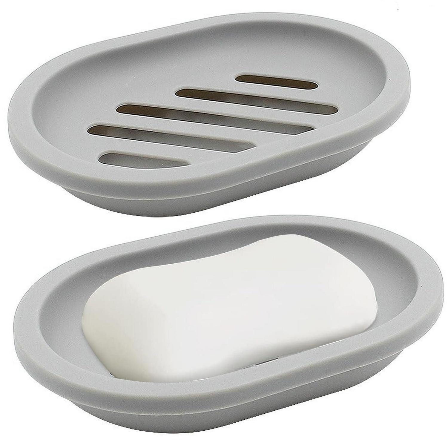 LuxusKollektion Seifenschale Seifenschale 2er-Pack doppellagig Grau, Breite: 9.5 cm, 2-St.