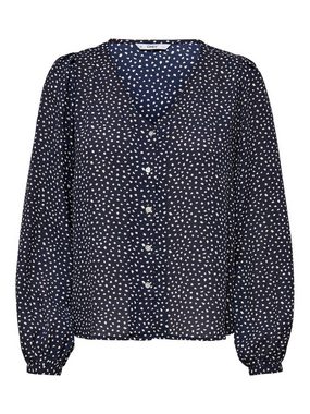 ONLY Blusenshirt Langarm Print Bluse V-Neck Business Tunika Top ONLSONJA 4677 in Dunkelblau