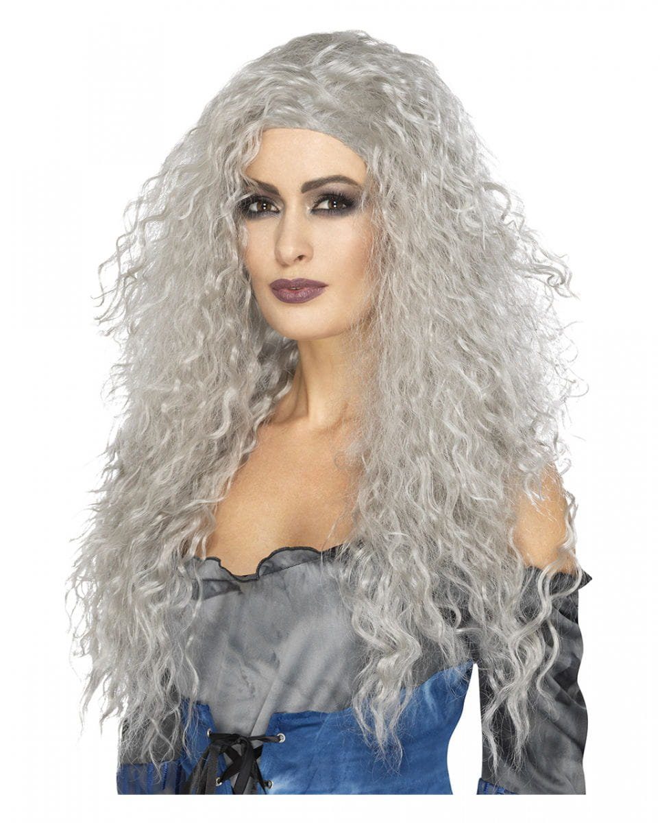 Smiffys Kostüm-Perücke Graue Damenperücke mit Locken für Karneval, One S