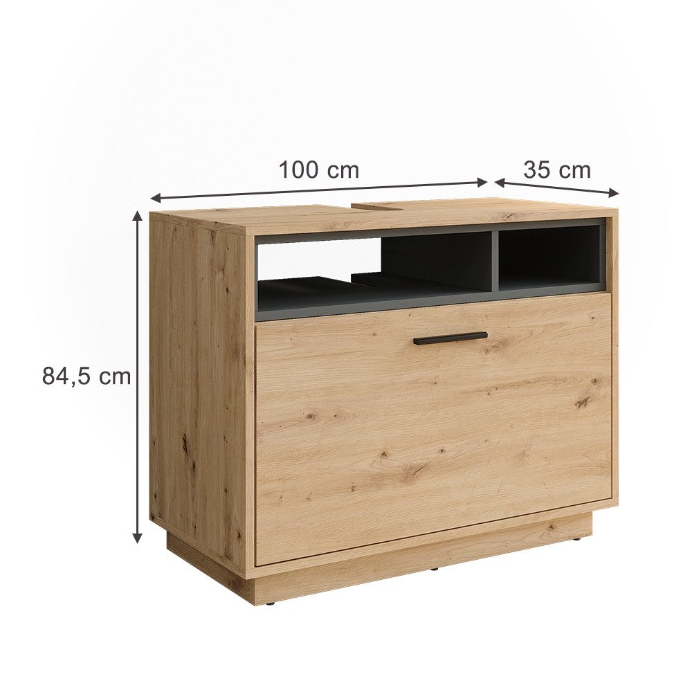 Vicco Waschbeckenunterschrank Beatrice, Artisan Eiche/Anthrazit, 100 günstig online kaufen
