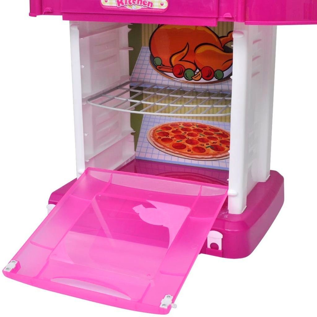 Kinder-Küchenset mit Kinderküche Soundeffekten Spielküche Rosa Licht vidaXL und mit Zubehör