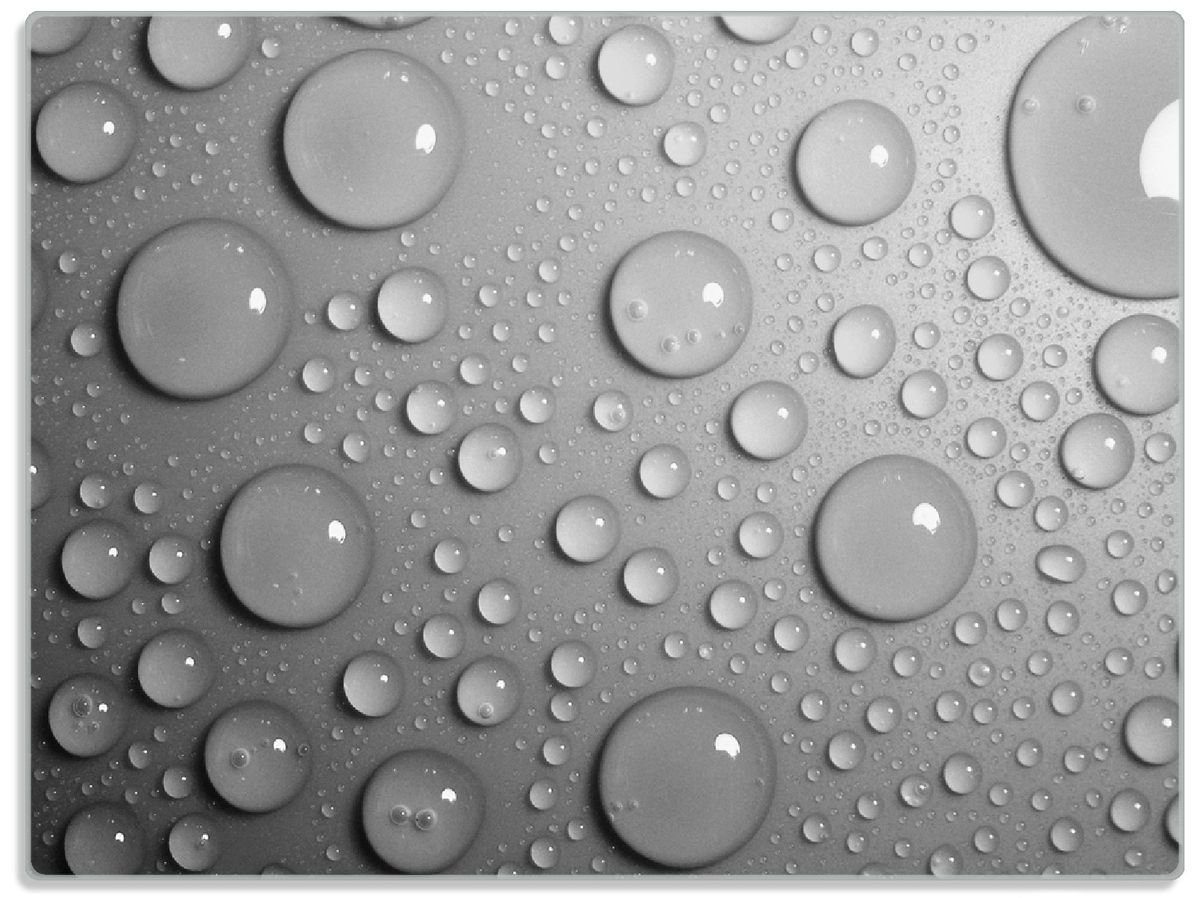 Wallario Schneidebrett Wassertropfen in schwarz ESG-Sicherheitsglas, weiß, Gummifüße 1-St), 4mm, 30x40cm rutschfester (inkl