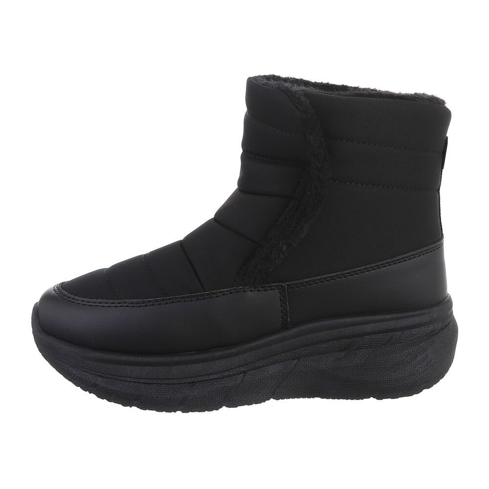 Ital-Design Damen Snowboots Freizeit Stiefelette Keilabsatz/Wedge Keilstiefeletten in Schwarz