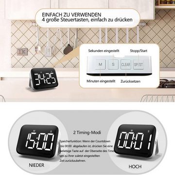 Fivejoy Eieruhr Digitaler Küchentimer zum Kochen Magnetischer Timer LED-Anzeige (1-St), einstellbare Lautstärke und Helligkeit,zu bedienen für Kinder Ältere
