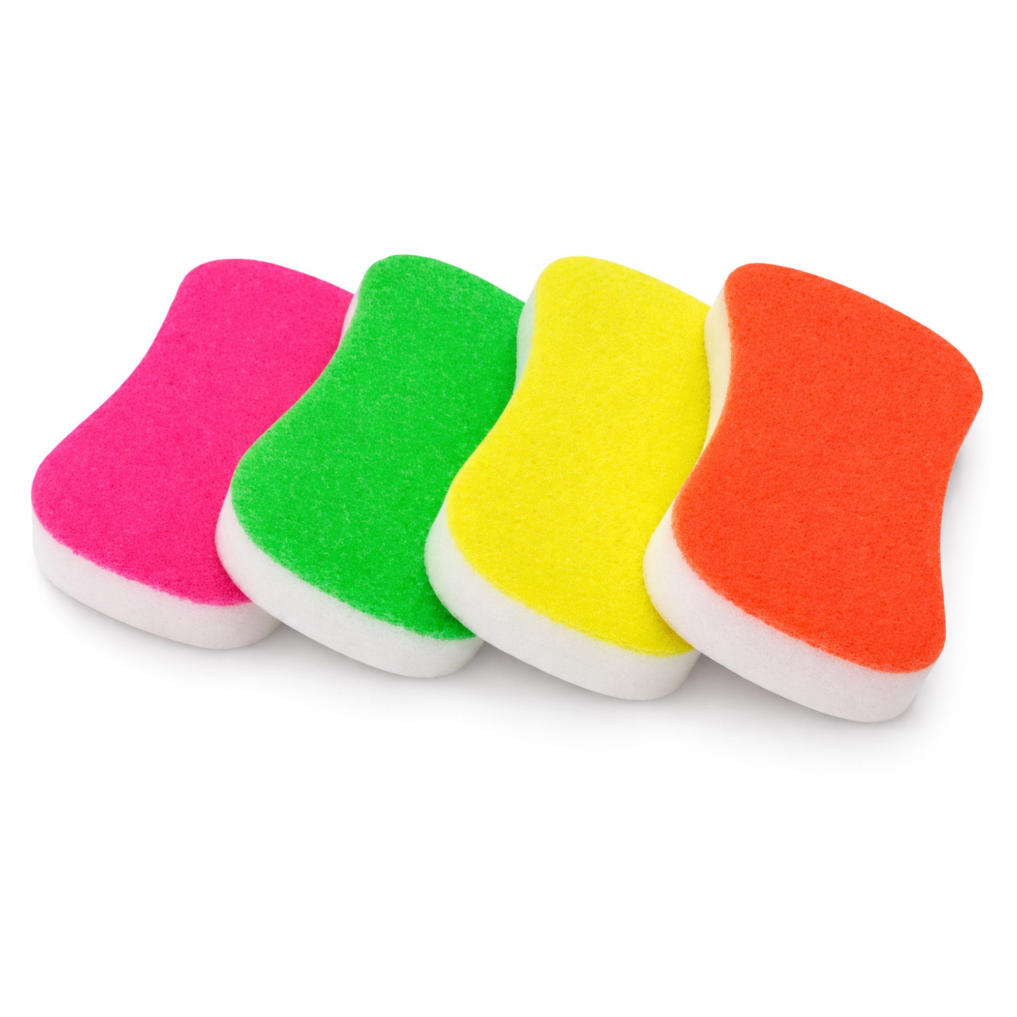 varivendo Scheuerschwamm 4er Set Neon Scheuerschwamm Reinigung Putzschwamm Pink Orange Grün, Topfreiniger Schwamm Reinigungsschwamm Reinigungspad