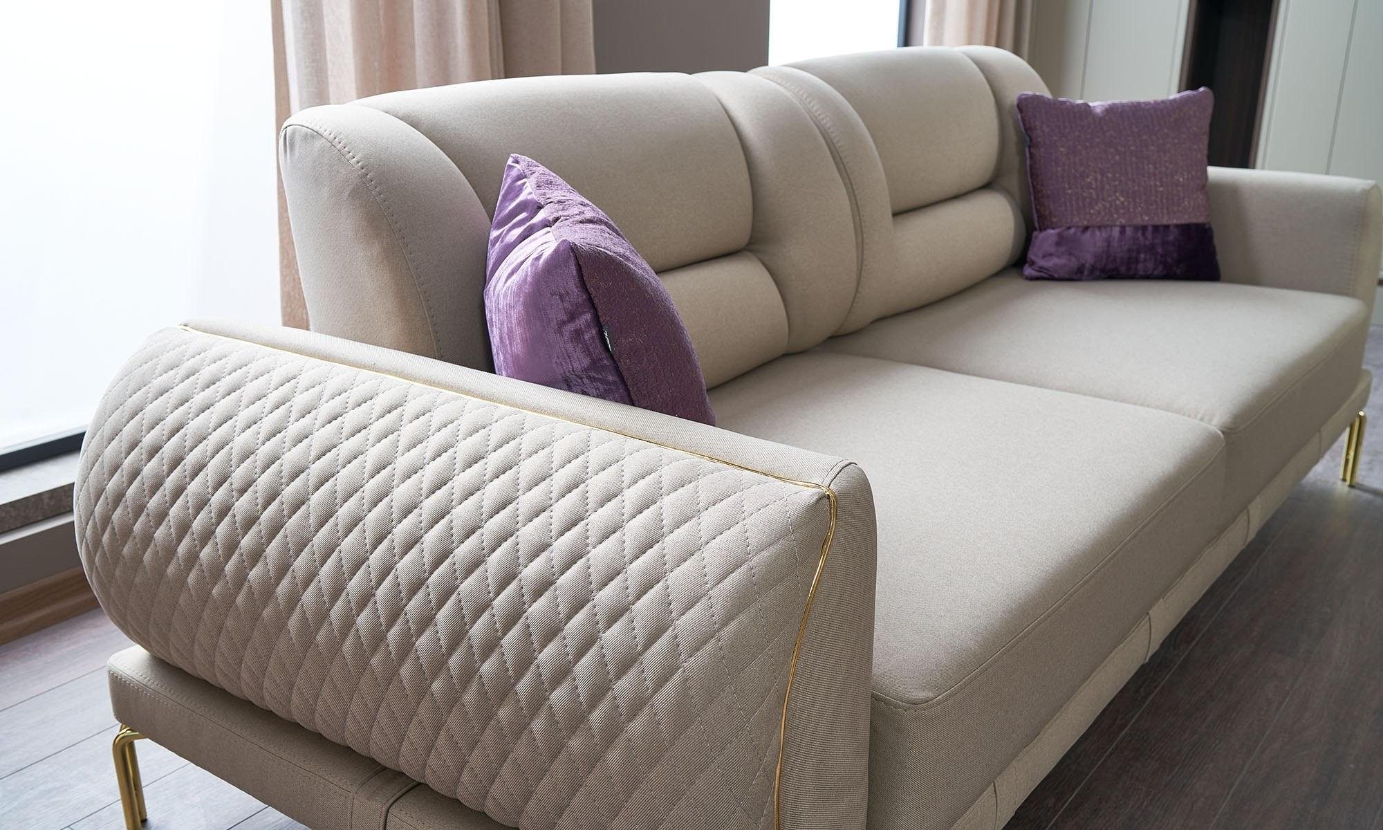 Couch Luxus, 3 3-Sitzer Dreisitzer Sofa Sitzer Made Beige in Europa JVmoebel Polstersofa 1 Teile,
