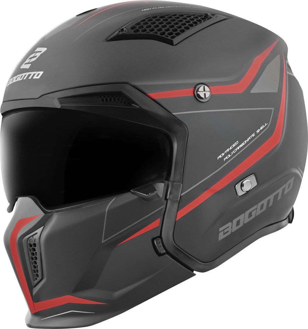 Bogotto Motorradhelm Radic WN-ST 22.06 Helm, Herausnehmbares Innenfutter,integriertes Sonnenvisier