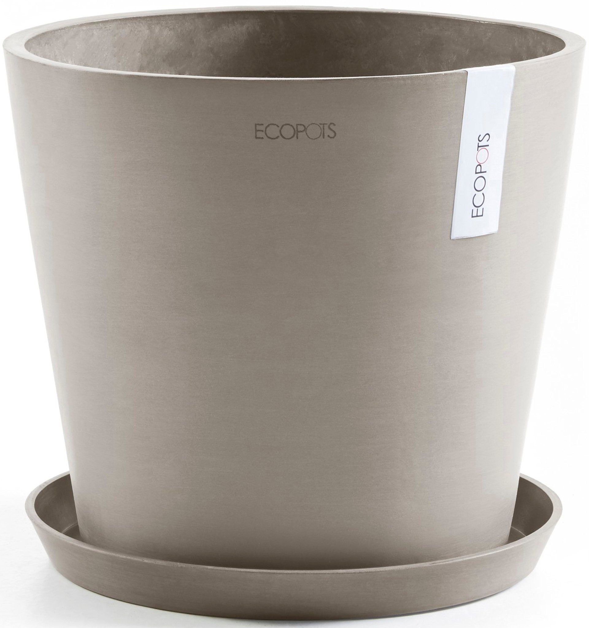 ECOPOTS Blumentopf Amsterdam 40 + Wassersystem Taupe, für innen und außen: frostsicher, bruchsicher und lichtbeständig