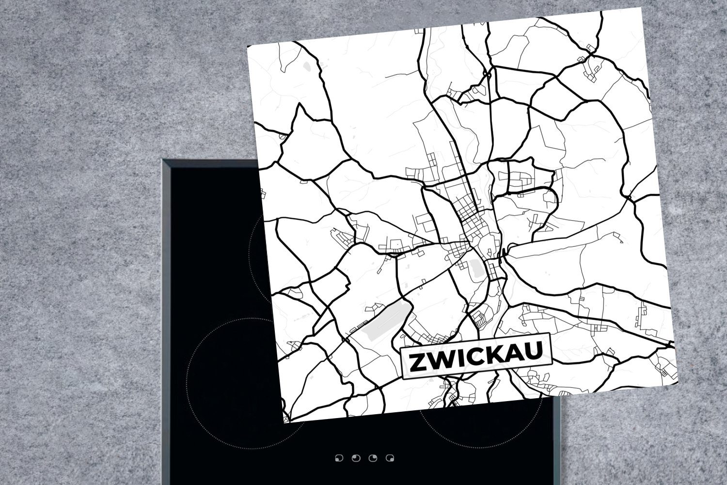 Vinyl, Stadtplan Ceranfeldabdeckung, von Zwickau MuchoWow Herdblende-/Abdeckplatte - - Arbeitsplatte tlg), 78x78 cm, Zwickau, Stadtplan für küche (1