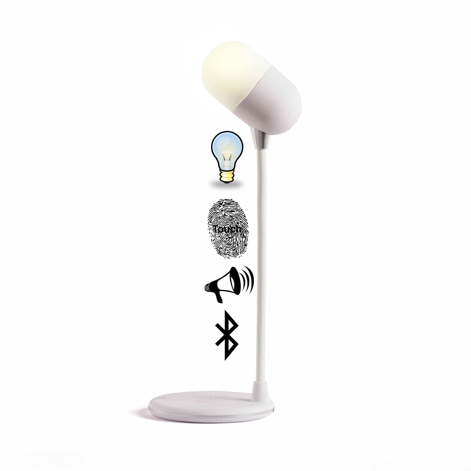 LIVOO LIVOO 3-in-1 Leuchte kabellos Ladestation Bluetooth Induktion TEA240 Lautsprecher