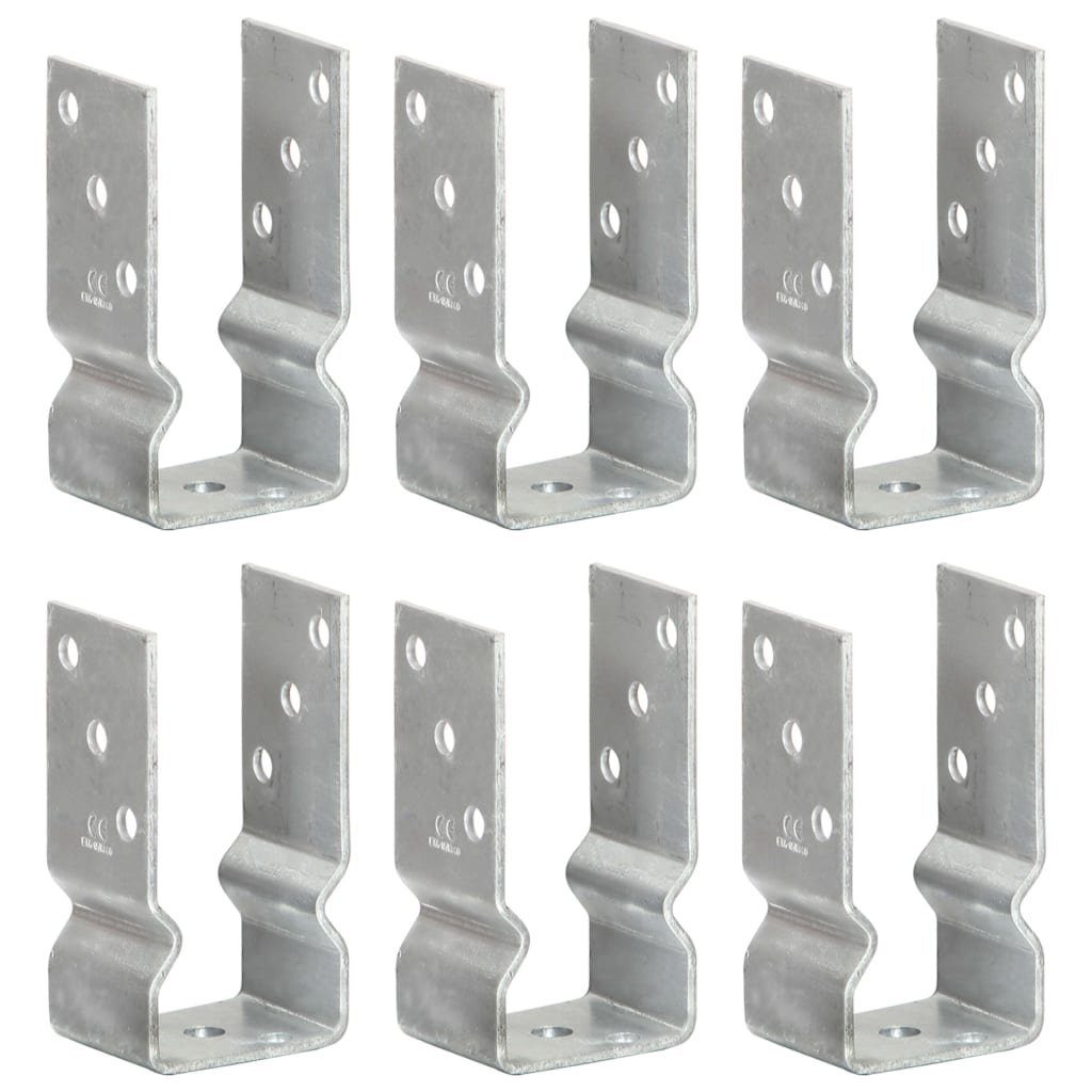 vidaXL H-Pfostenanker Pfostenträger 6 Stk. Silbern 7×6×15 cm Verzinkter Stahl, (6-St)