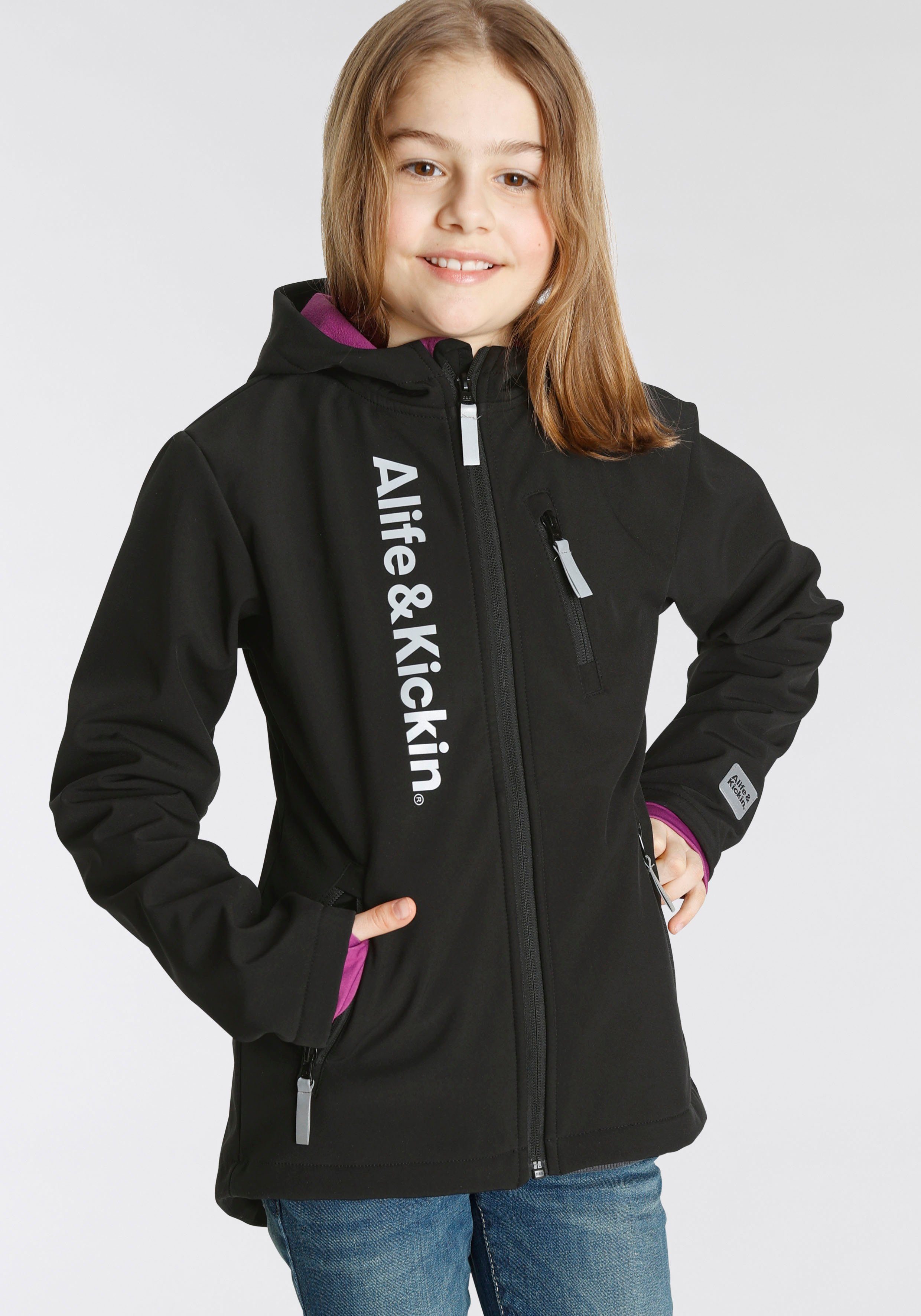 & Logodruck Alife mit Kickin & refelektierendem Kids. Alife Softshelljacke NEUE MARKE! für Kickin