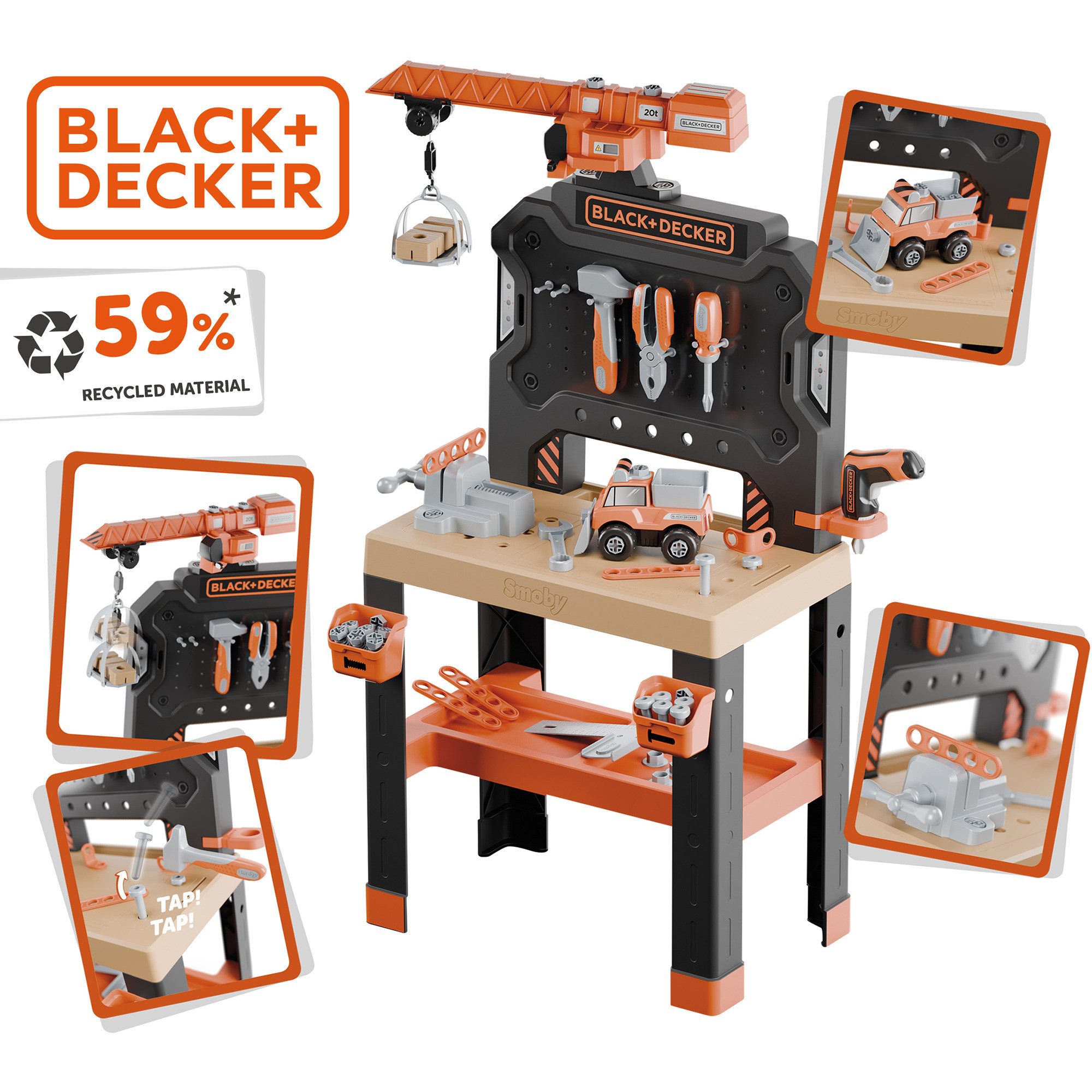 Smoby Spielwerkzeug Smoby Black+Decker Werkbank mit Kran