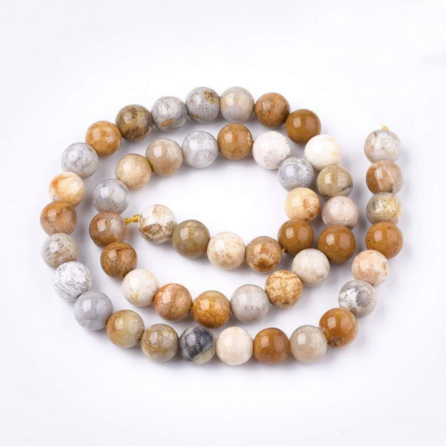 LuxusKollektion Bastelperlen Edelsteinperlen Daisy Jasper 10mm Rund, (1-tlg)