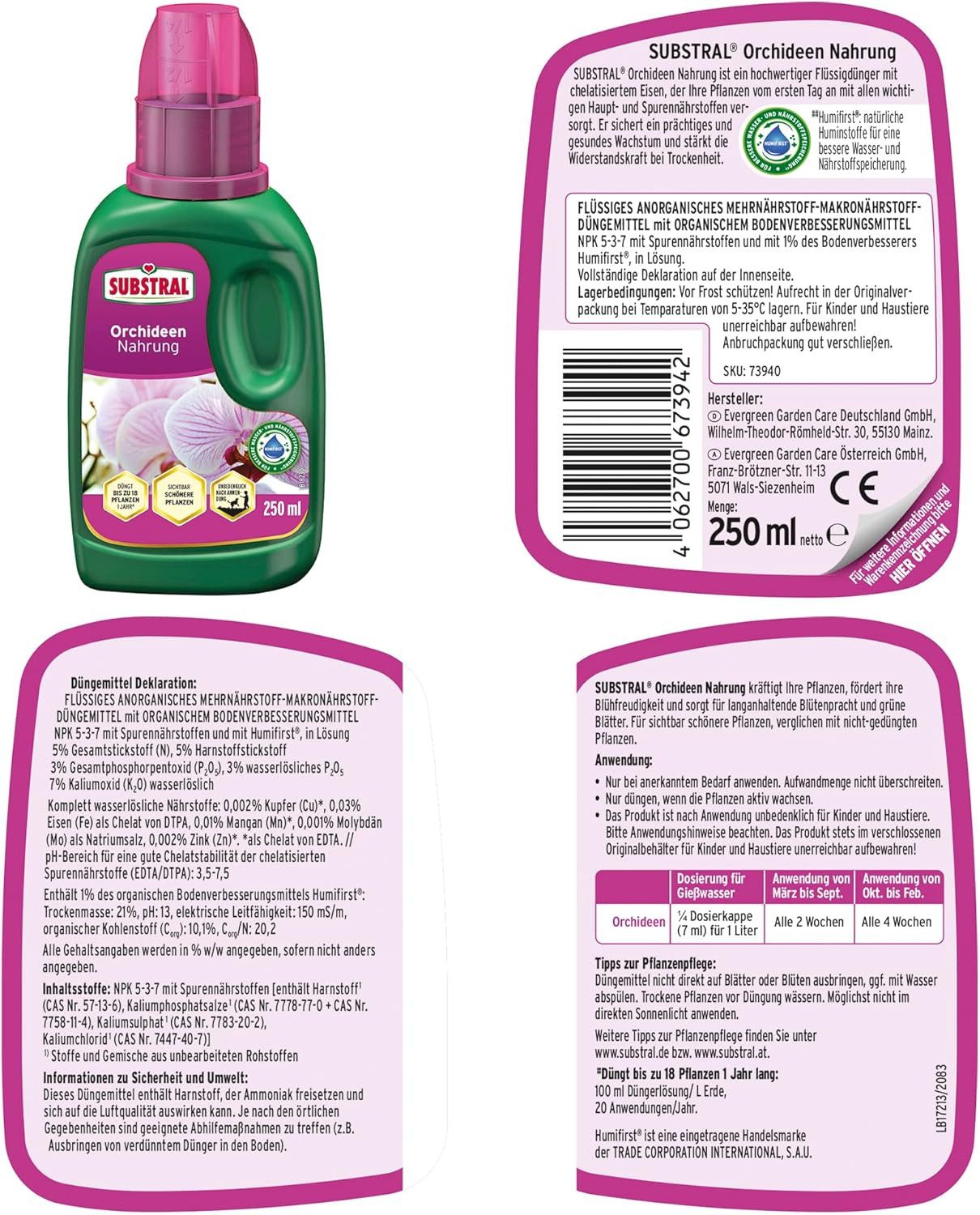 Evergreen Spezialdünger Substral Orchideen Nahrung, 250 ml günstig online kaufen