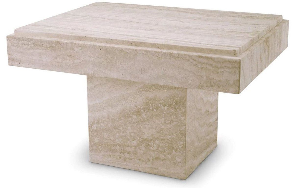 Casa Padrino Beistelltisch Luxus Beistelltisch Beige 65 x 50,5 x H. 40,5 cm - Naturstein Beistelltisch - Möbel - Hotel Möbel - Möbel - Luxus Möbel - Luxus Einrichtung