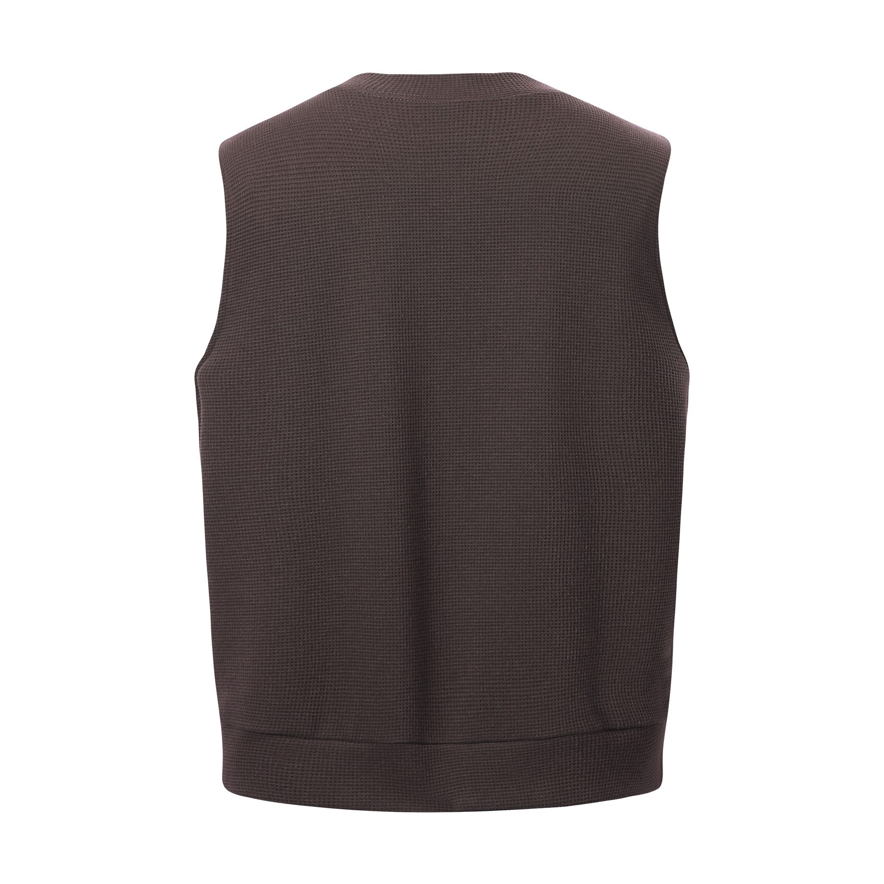 Allthemen Strickweste Herren ärmellose Strickweste mit V-Ausschnitt Waffelmuster, Taschen – Bild 2 von 5