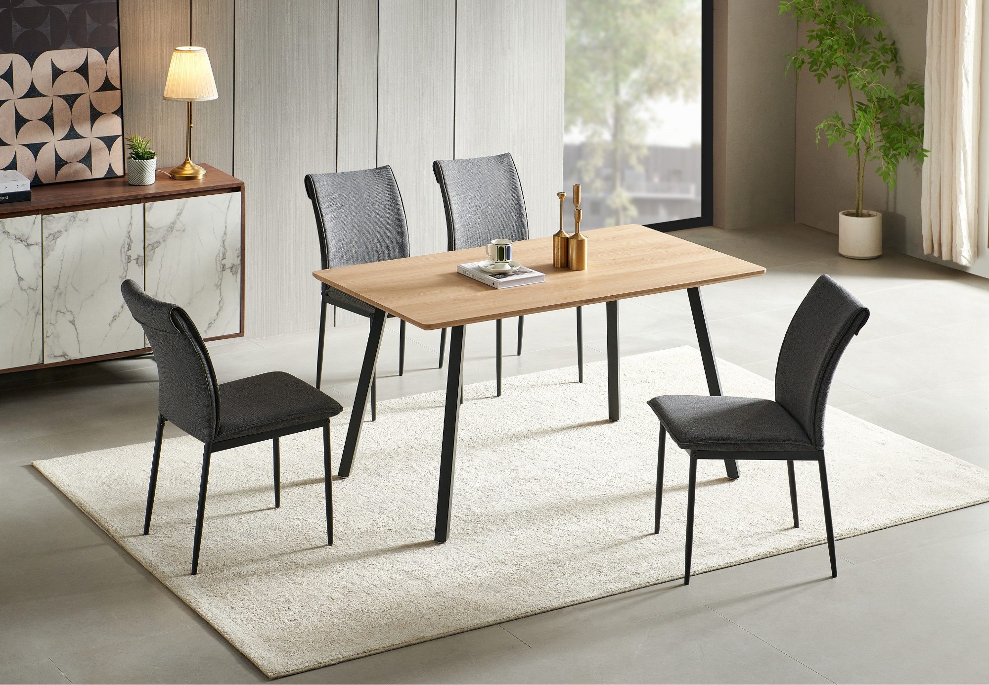 Home Collective Esszimmer-Set mit 4 Stühlen günstig online kaufen