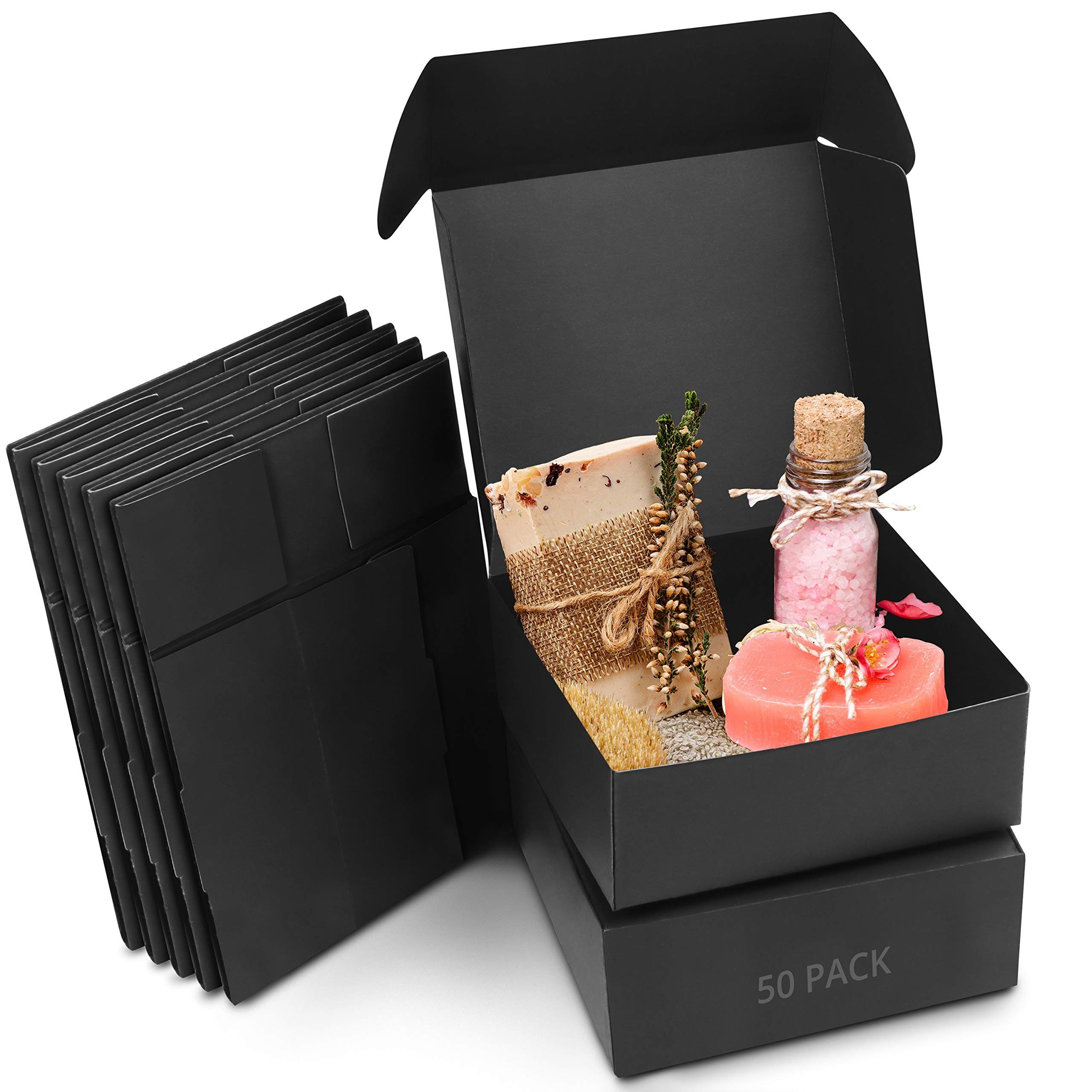 Kurtzy Geschenkbox Schwarze Geschenkboxen (50 Stück) - 12x12x5cm, Black Gift Boxes (50 pcs) - 12x12x5cm Cardboard Boxes