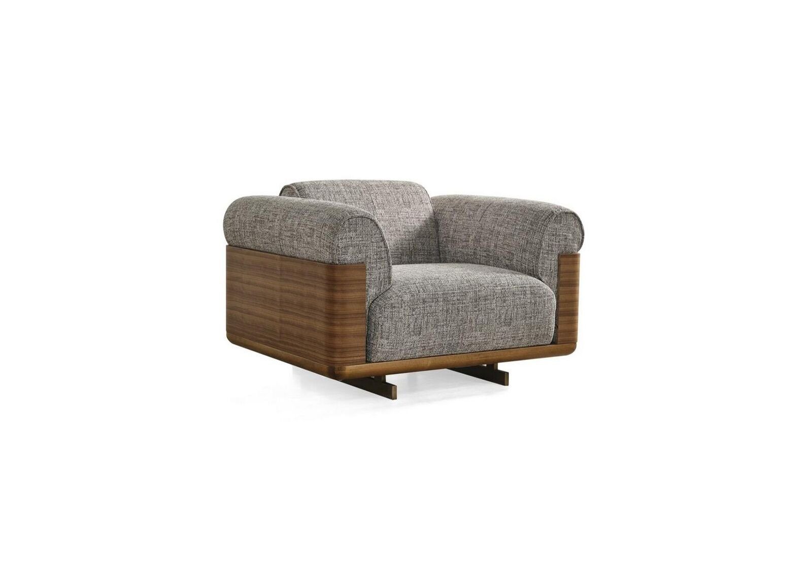 in Wohnzimmer JVmoebel Stoff Sessel), Europa Sessel Sitzer Grau Modern Polyester (1-St., 1x Ohrensessel Sessel Made