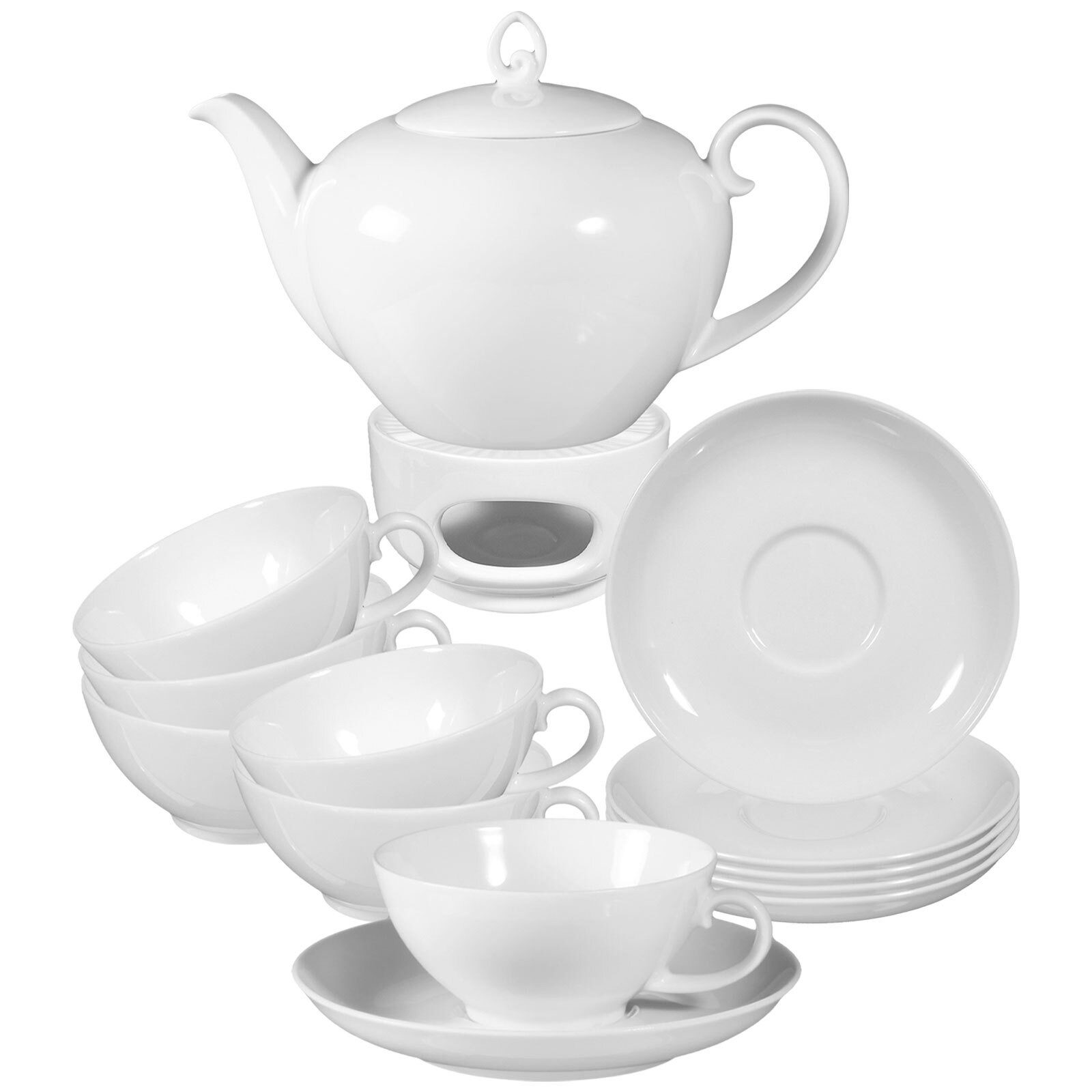 Seltmann Weiden Teeservice Rondo/Liane Teeservice 14-tlg. (14-tlg), 6 Personen, Porzellan