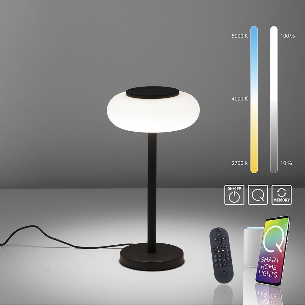 Paul Neuhaus Smarte LED-Leuchte LED dimmbar Smart Alexa, Schlafzimmer Smart Home, für Wohnzimmer, Tischleuchte CCT-Farbtemperaturregelung, warmweiß CCT kaltweiß Q Home, Leuchtmittel, ETIENNE mit Tischlampe Dimmfunktion, Memoryfunktion, Schreibtisch
