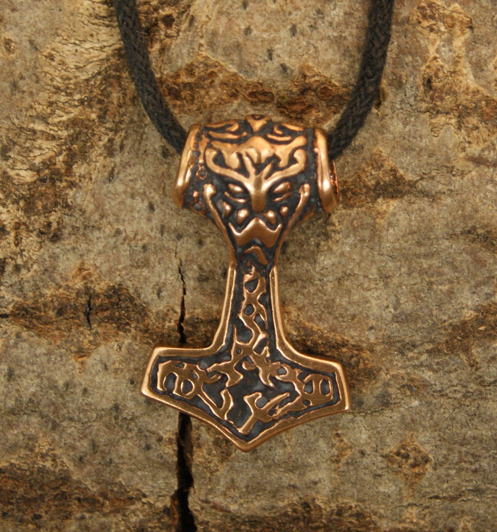 Kiss of Leather Kettenanhänger Mjölnir Thor Bronze Wikinger Anhänger Nordisch Thorshammer